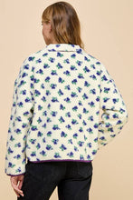 Load image into Gallery viewer, Floral Print Sherpa Jacket With Zipper