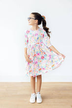 Load image into Gallery viewer, Field of Flowers 3/4 Sleeve Pocket Twirl Dress