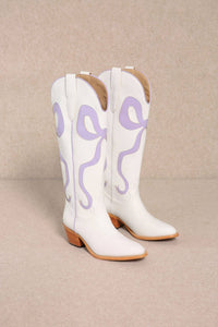 Purple Gameday Bow Cowboy Boots