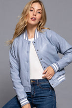 Load image into Gallery viewer, Long Sleeve Quilted PU Faux Leather Bomber Jacket