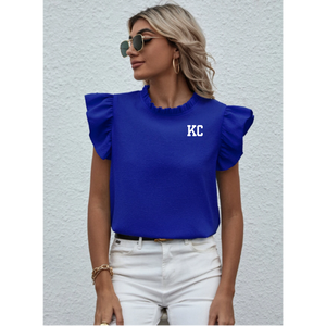 KC Royals Mockneck Ruffle Blouse