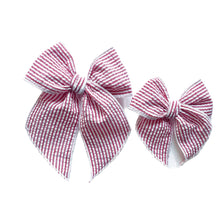 Load image into Gallery viewer, Red &amp; White Seersucker Elle Bow