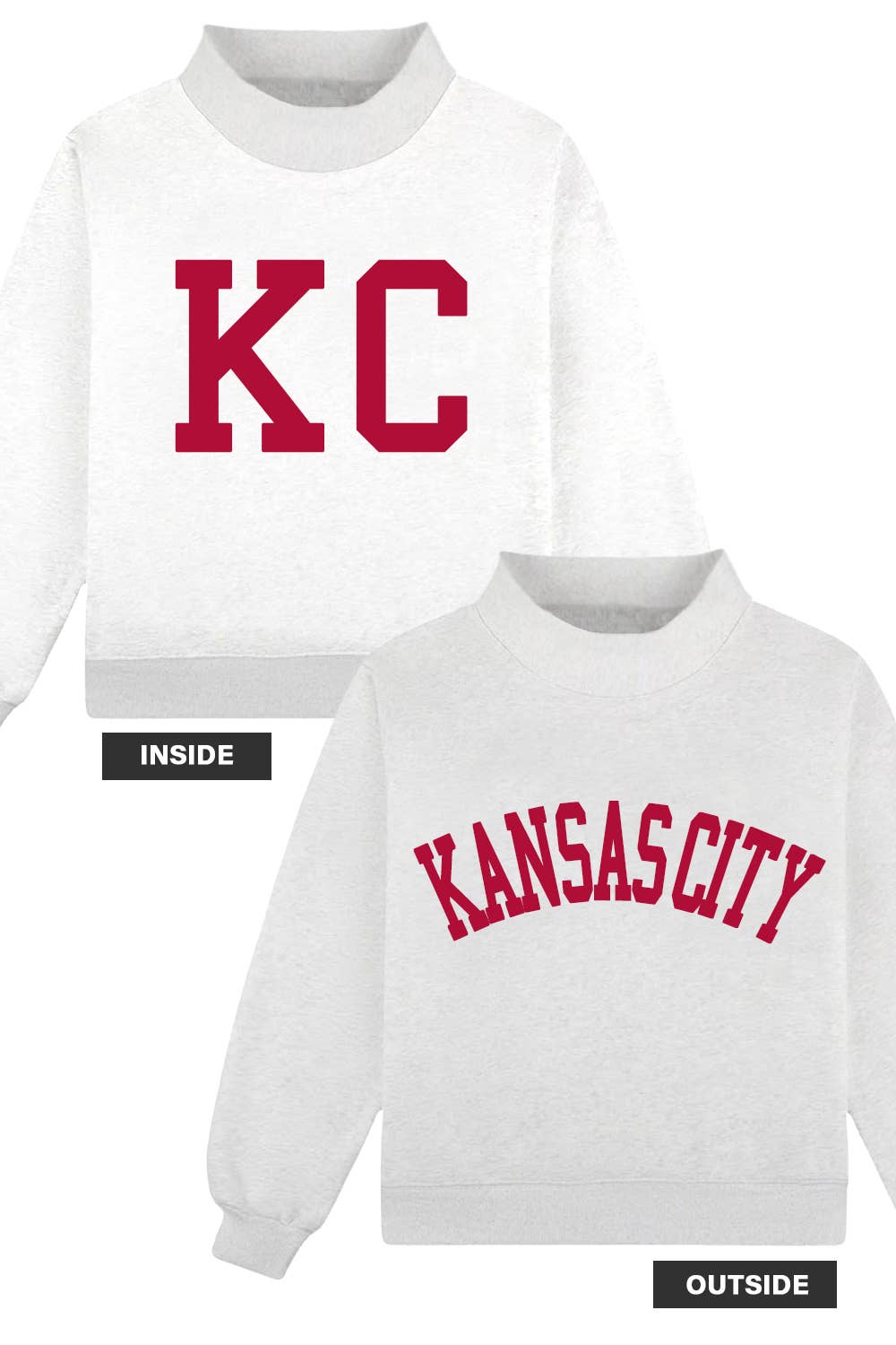 IT2594-KANSAS 'KANSAS CITY & KC' Reversible Mock-neck Sweats