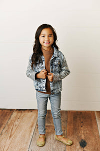 Silver Sequin Sleeve Denim Jacket