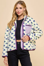 Load image into Gallery viewer, Floral Print Sherpa Jacket With Zipper