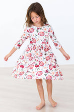 Load image into Gallery viewer, Footballs &amp; Flowers 3/4 Sleeve Pocket Twirl Dress