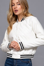 Load image into Gallery viewer, Long Sleeve Quilted PU Faux Leather Bomber Jacket