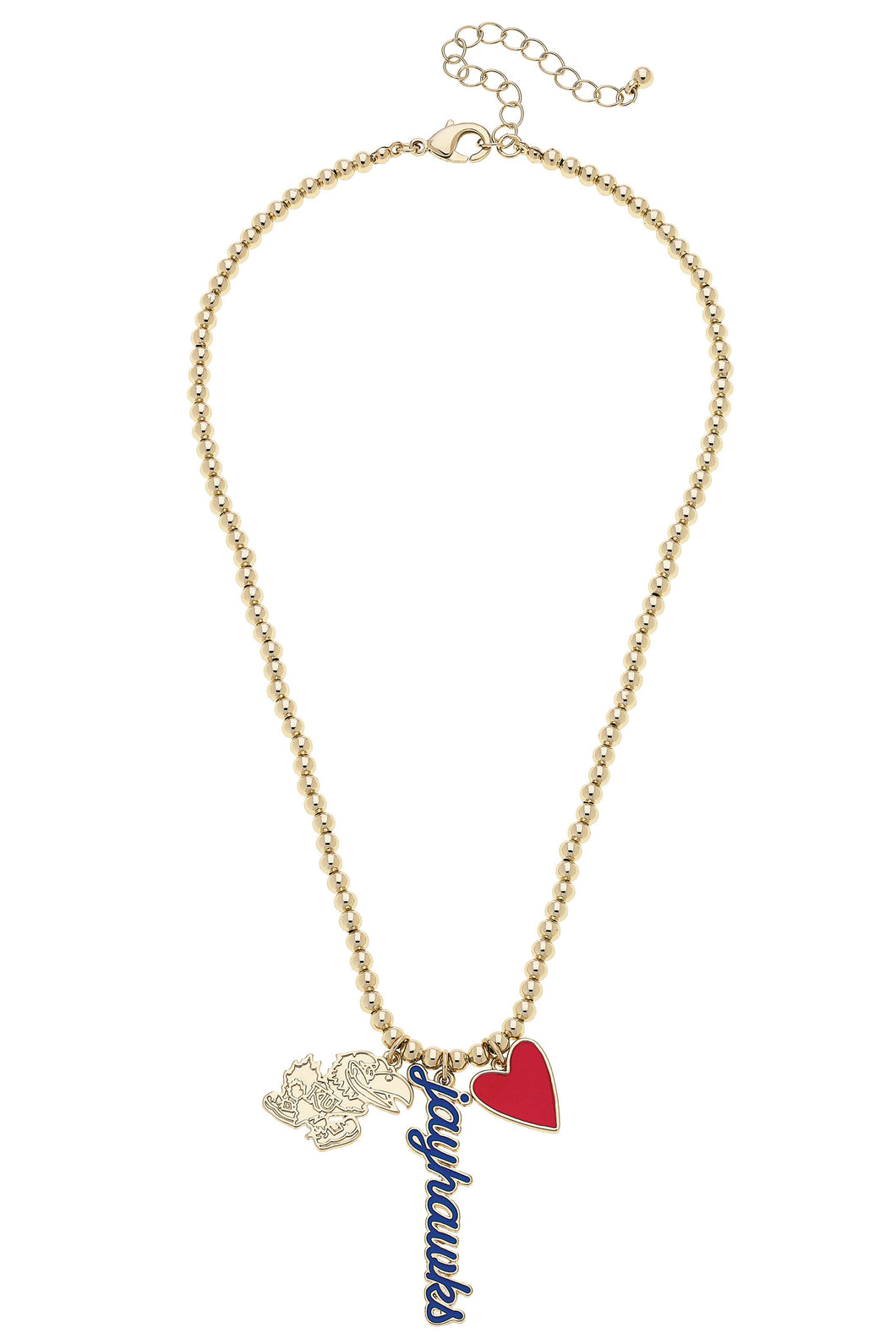 Kansas Jayhawks Ball Bead Charm Necklace