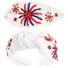 Load image into Gallery viewer, Patriotic Fireworks Sequin Top Knotted Headband