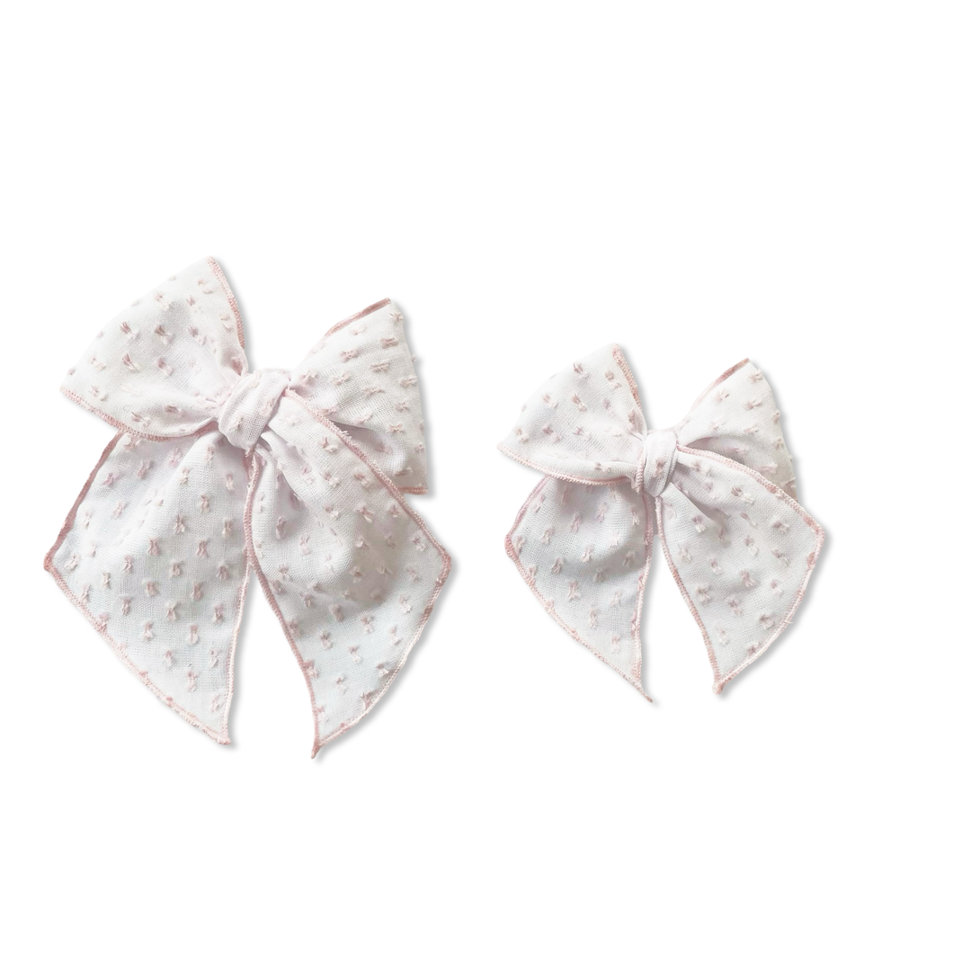 Vintage Textured Pink Dotted Elle Bow 