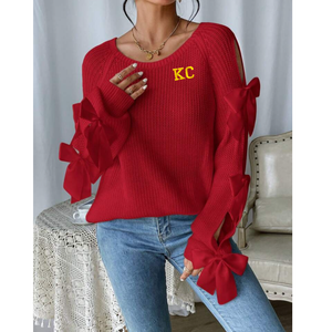 KC Embroidered Red Bow Sweater