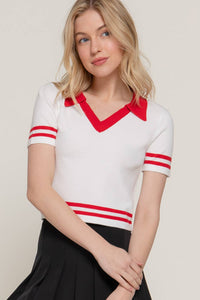 Red White Polo Sweater