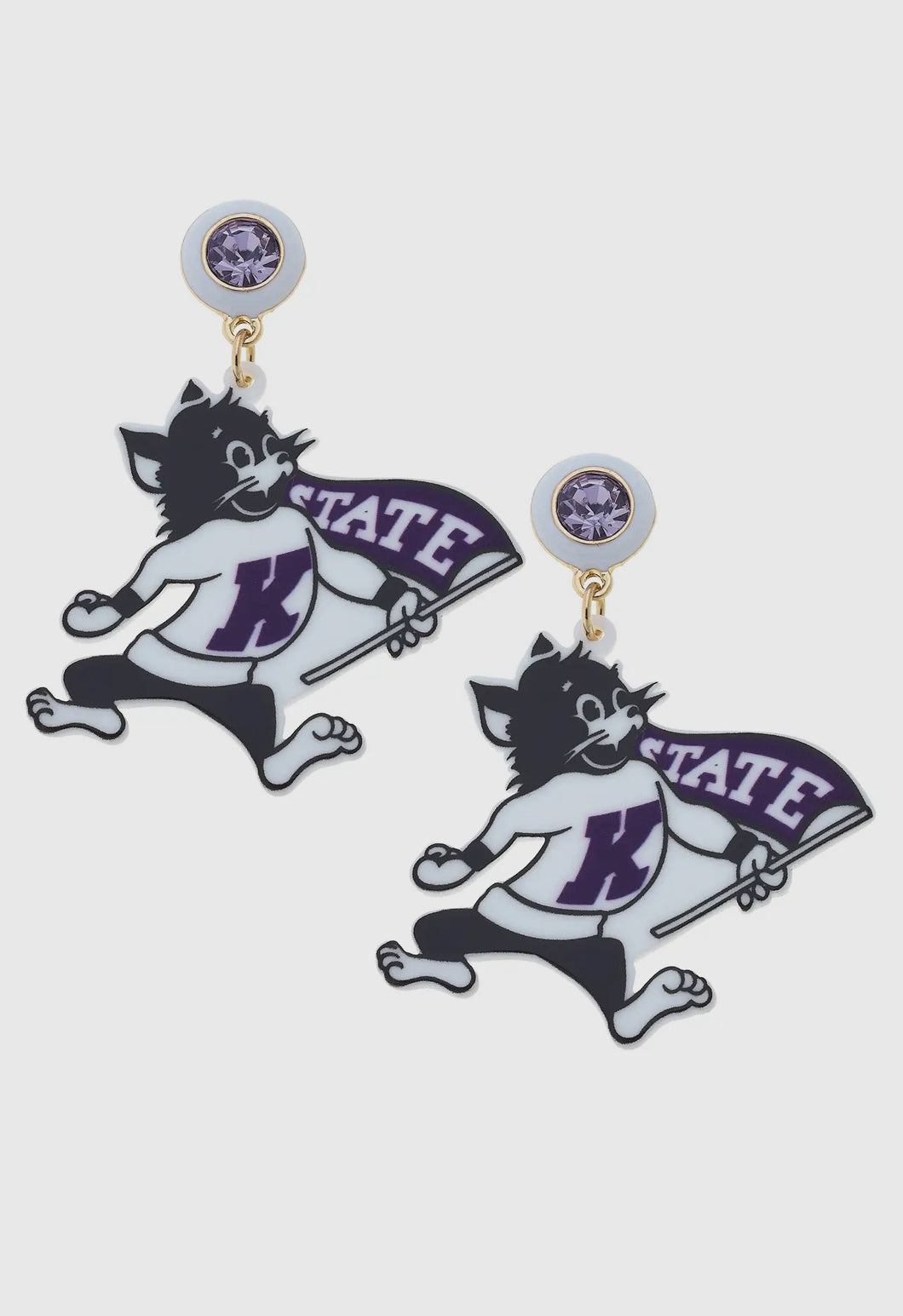 Kansas State Willie Wildcat Resin Mascot Earrings