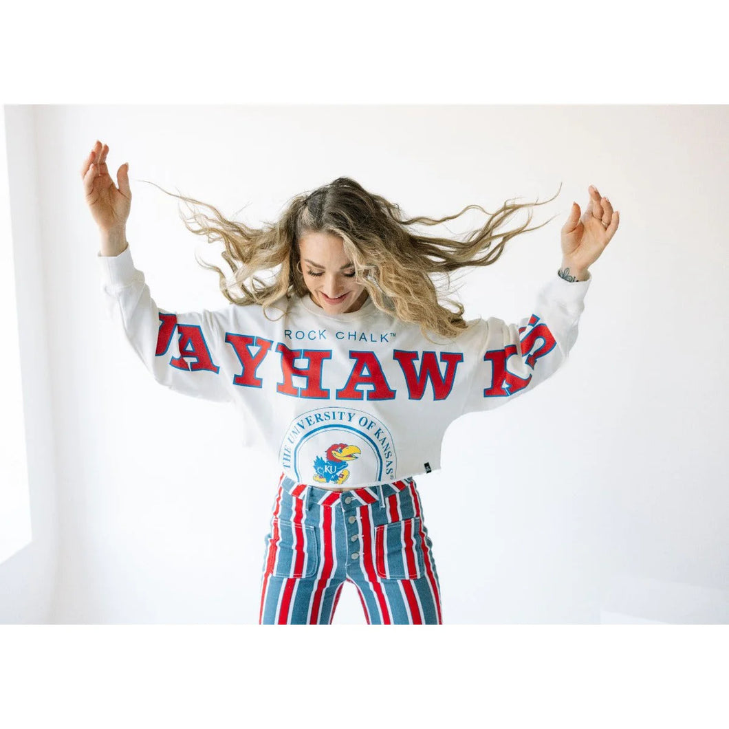 White Kansas Phipps Split Cropped Longsleeve