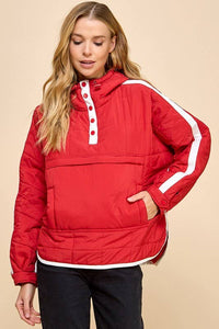 Striped Detail Quilt Hooded Jacket