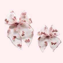 Load image into Gallery viewer, Mauve Flocked Bows Elle Bow