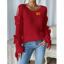 Load image into Gallery viewer, KC Embroidered Red Bow Sweater
