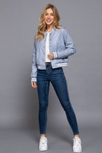 Load image into Gallery viewer, Long Sleeve Quilted PU Faux Leather Bomber Jacket