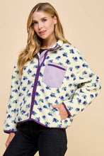 Load image into Gallery viewer, Floral Print Sherpa Jacket With Zipper