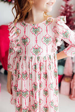 Load image into Gallery viewer, Merry Mistletoe 3/4 Sleeve Ruffle Twirl Dress