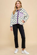 Load image into Gallery viewer, Floral Print Sherpa Jacket With Zipper