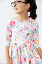 Load image into Gallery viewer, Field of Flowers 3/4 Sleeve Pocket Twirl Dress