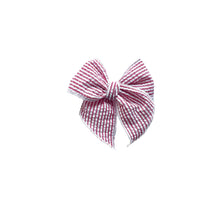 Load image into Gallery viewer, Red &amp; White Seersucker Elle Bow