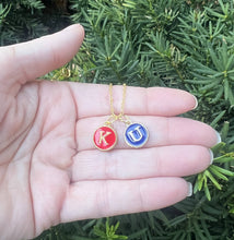 Load image into Gallery viewer, KU Jayhawk Enamel Charm Necklace Kansas